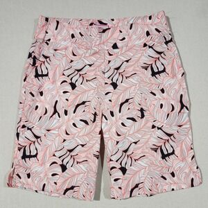 Stella Parker Sport‎ Women's Medium Golf Shorts Pink Leaf Print Pockets